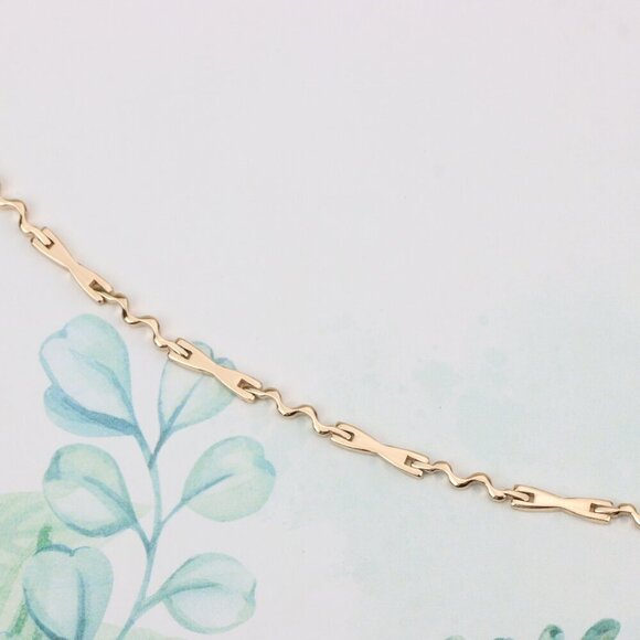 "Wavy Link Rose Gold Bracelet in High-Polish Finish, XPBL0882 - Picture 3 of 12